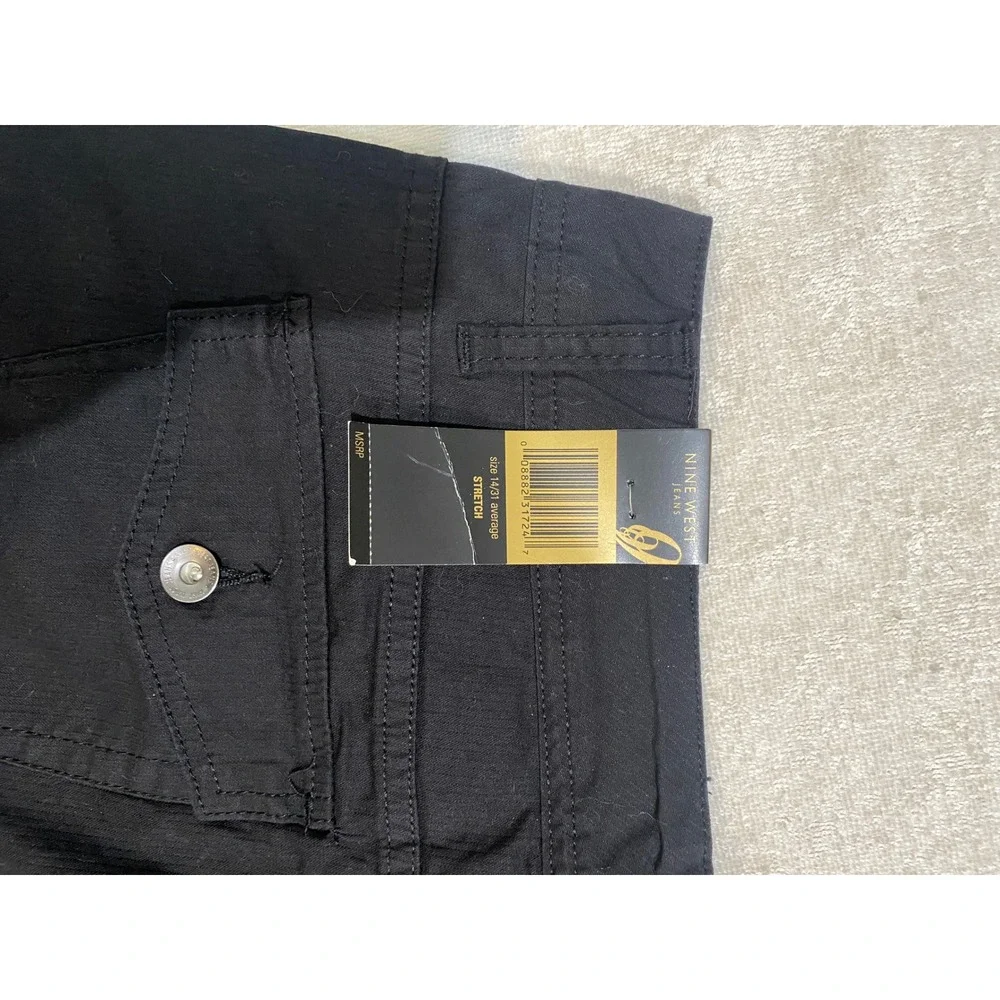 Nine West Jeans Women‎ 14 Black Capri Pants Stretch Cropped Cuffed New Tag